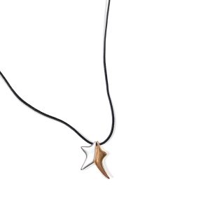 Κρεμαστό Κολιέ Star Love Κορδόνι Χρυσό Ασημί